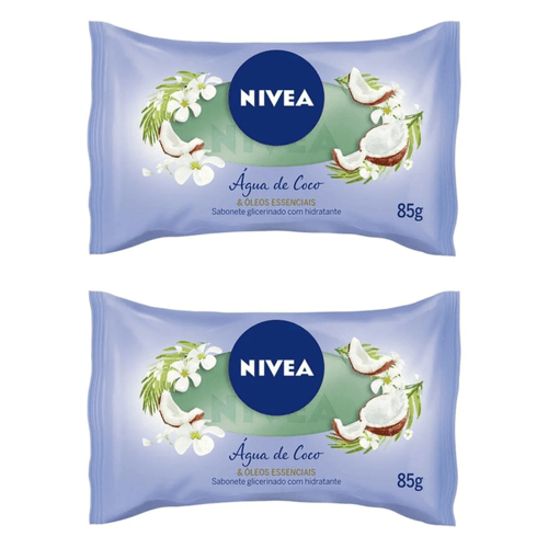 Kit com 2 Unidades de Sabonete Barra Nivea 85g Água De Coco