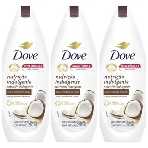 Kit com 3 Unidades de Dove Sabonete Líquido Coco e Manteiga de Cacau 250ml Kit com 3 Unidades de Dove Sabonete Líquido Coco e Manteiga de Cacau 250ml