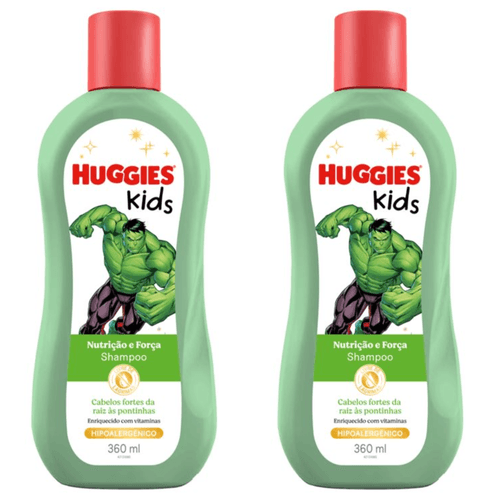 Kit com 2 Unidades de Shampoo Hulk Huggies Kids Nutrição e Força Frasco 360ml