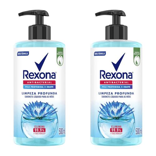 Kit com 2 Unidades de Rexona Sabonete Líquido Limpeza Profunda 500Ml