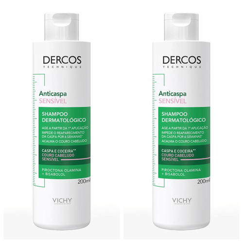 Kit com 2 Unidades de Dercos Shampoo Anticaspa Sensível Vichy 200ml Kit com 2 Unidades de Dercos Shampoo Anticaspa Sensível Vichy 200ml