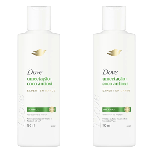 Kit com 2 Unidades de Dove Shampoo Umectação + Coco Antioxi 190ml Kit com 2 Unidades de Dove Shampoo Umectação + Coco Antioxi 190ml