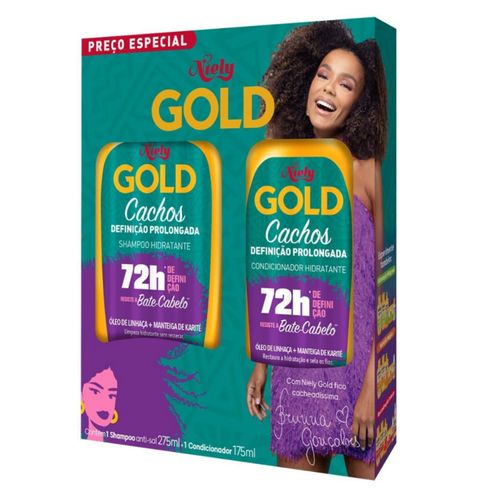 Kit Cachos Definição Prolongada 72h Shampoo 275ml e Condicionador 175ml Niely Gold Kit Cachos Definição Prolongada 72h Shampoo 275ml e Condicionador 175ml Niely Gold