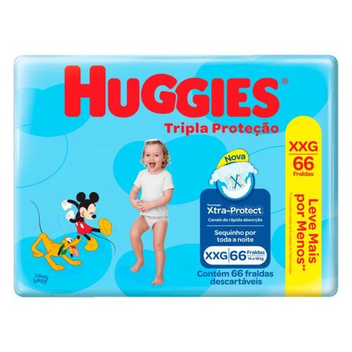 Fralda Infantil Huggies Tripla Proteção XXG Pacote 66 Unidades