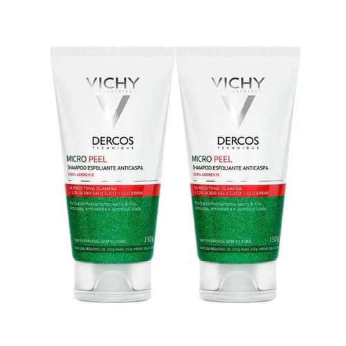 Kit com 2 Unidades de Dercos Micro Peel Shampoo Esfoliante Anticaspa Vichy 150ml Kit com 2 Unidades de Dercos Micro Peel Shampoo Esfoliante Anticaspa Vichy 150ml