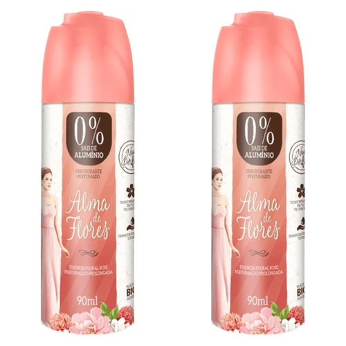 Kit c/2 Unidades de Desodorante Spray Alma De Flores 90ml Rose Kit c/2 Unidades de Desodorante Spray Alma De Flores 90ml Rose