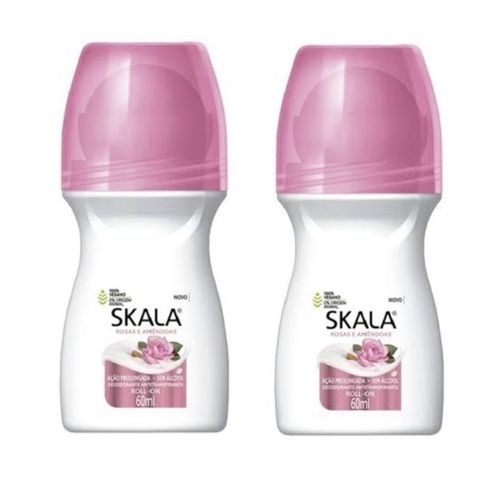 Kit c/2 Unidades de Desodorante Rollon Skala 60ml Rosas/Amendôas