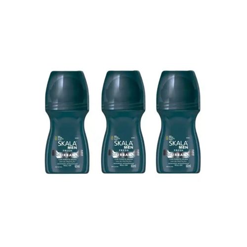 Kit c/3 Unidades de Desodorante Rollon Skala 60ml Men Fresh Urban