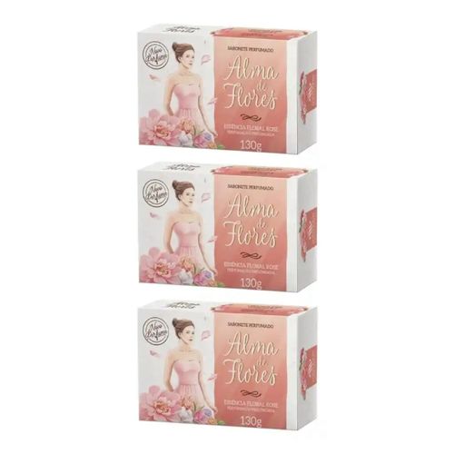 Kit c/3 Sabonetes Alma De Flores 130g Rose