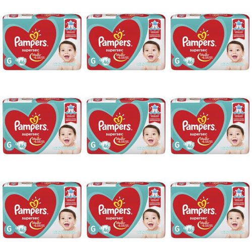 Kit 9 Fraldas Supersec ”G” Pampers c/46 Unidades cada