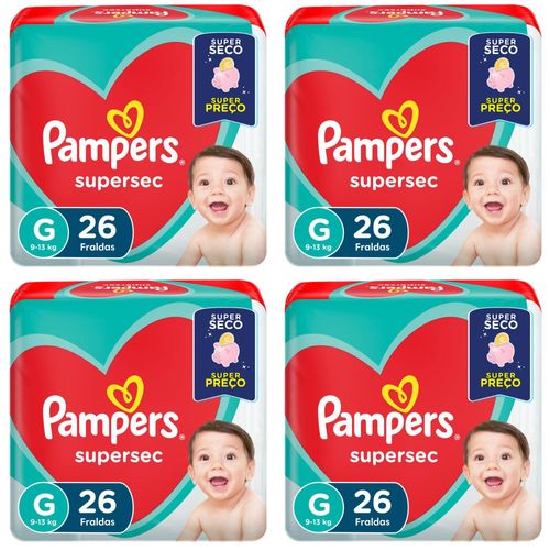Kit 4 Fraldas Supersec ”G” Pampers Simples c/26 Unidades cada