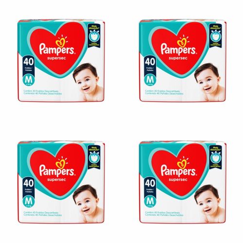 Kit 4 Fraldas Pampers Supersec M c/40 Unidades cada Kit 4 Fraldas Pampers Supersec M c/40 Unidades cada