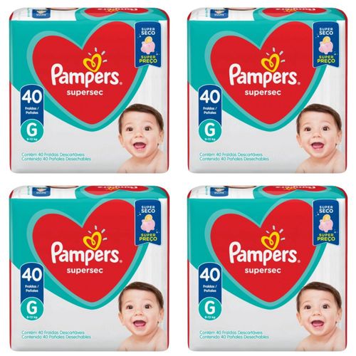 Kit 4 Fraldas Pampers Super Sec 