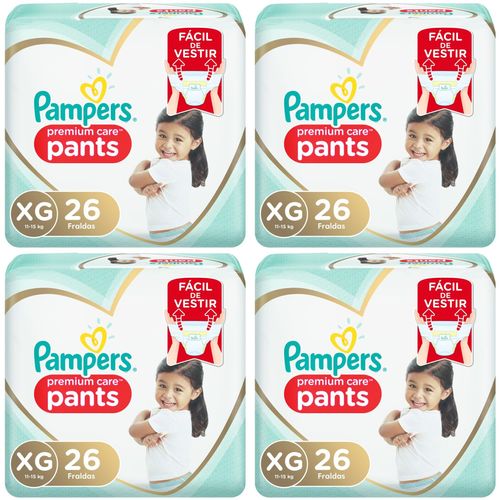 Kit 4 Fraldas Pampers Pants Premium Care Xg Com 26 Unidades cada Kit 4 Fraldas Pampers Pants Premium Care Xg Com 26 Unidades cada