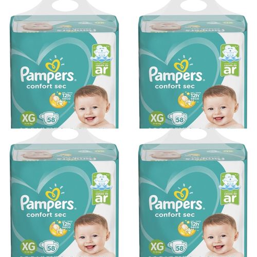 Kit 4 Fraldas Pampers Cs Xg 58 Unidades cada