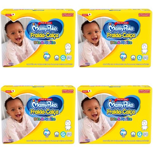 Kit 4 Fraldas Calça Dia&Noite MamyPoko G c/50 Unidades cada
