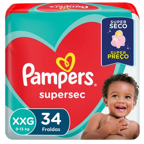 Kit 2 Fraldas Supersec Hiper ”Xxg” Pampers Simples c/34 Unidades cada
