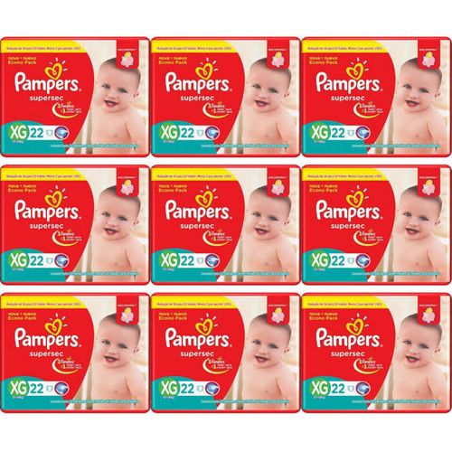 Kit 9 Fraldas Supersec ”Xg” Pampers c/22 Unidades cada Kit 9 Fraldas Supersec ”Xg” Pampers c/22 Unidades cada