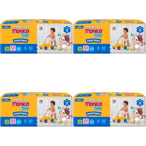 Kit 4 Fraldas Turma da Mônica Short Jumbo Tamanho G com 30 Unidades cada