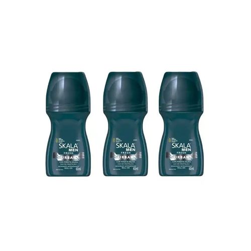Kit c/3 Unidades de Desodorante Rollon Skala 60ml Men Fresh Urban Kit c/3 Unidades de Desodorante Rollon Skala 60ml Men Fresh Urban