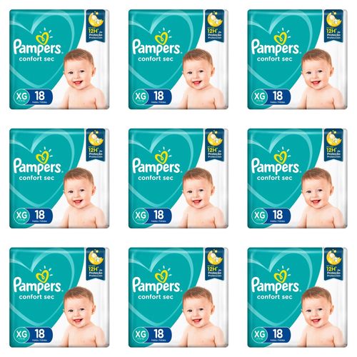 Kit 9 Fraldas Confortsec ”Xg” Pampers c/18 Unidades cada Kit 9 Fraldas Confortsec ”Xg” Pampers c/18 Unidades cada