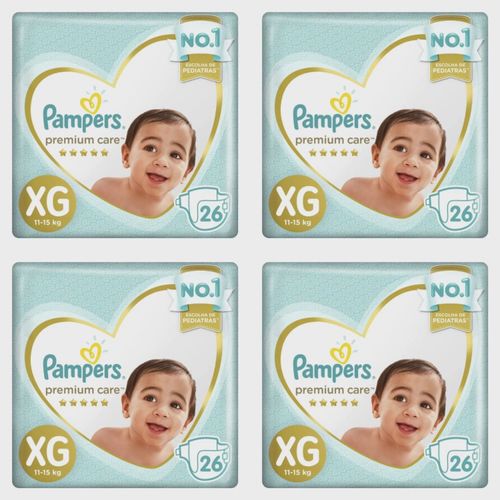 Kit 4 Fraldas Pampers P/Care Xg 26 Unidades cada Kit 4 Fraldas Pampers P/Care Xg 26 Unidades cada