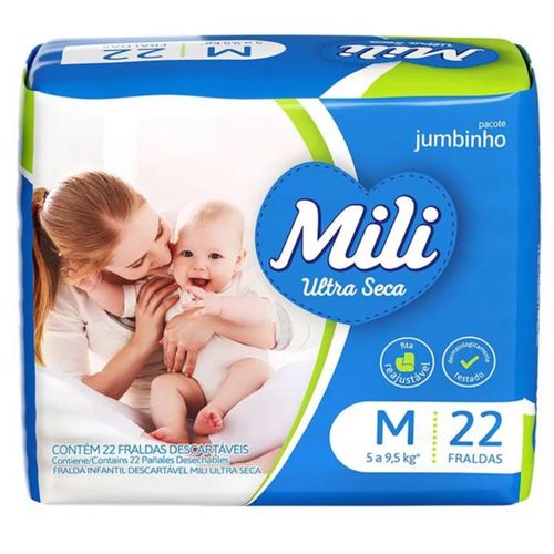 Kit 2 Fraldas Mili Ultra Seca Jumbinho (M) 22 Unidades cada Kit 2 Fraldas Mili Ultra Seca Jumbinho (M) 22 Unidades cada