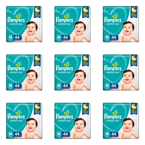 Kit 9 Fraldas Pampers Confort Sec M c/44 Unidades cada Kit 9 Fraldas Pampers Confort Sec M c/44 Unidades cada