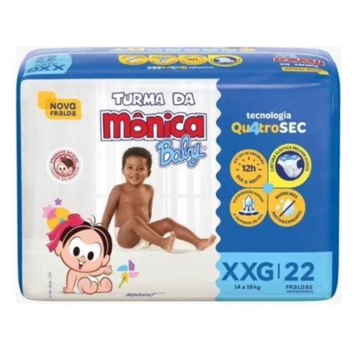 Kit 2 Fraldas Turma da Mônica Econômica Tamanho XXG com 22 unidades