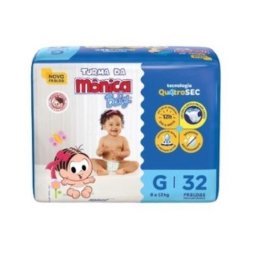 Kit 2 Fraldas Turma da Mônica Econômica Tamanho G com 32 unidades Kit 2 Fraldas Turma da Mônica Econômica Tamanho G com 32 unidades