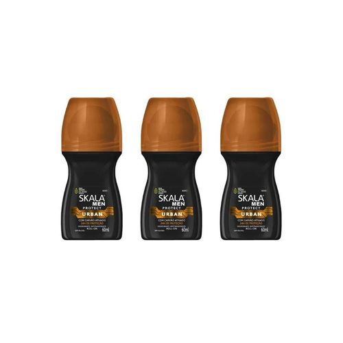 Kit c/3 Unidades de Desodorante Rollon Skala 60ml Men Protect Urban
