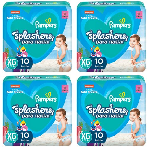 Kit 4 Fraldas Pampers Splashers G/Xg c/10 Unidades cada