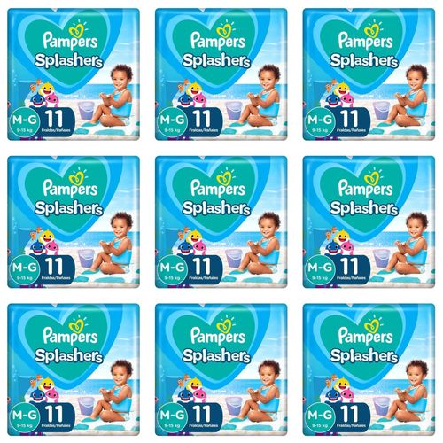 Kit 9 Fraldas Pampers Splashers M/G c/11 Unidades cada Kit 9 Fraldas Pampers Splashers M/G c/11 Unidades cada
