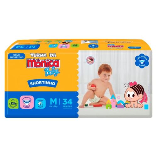 Kit 2 Fraldas Turma da Mônica Short Jumbo Tamanho M com 34 unidades