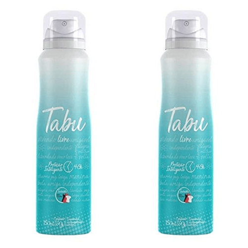 Kit c/2 Unidades de Desodorante Antitranspirante Aerossol Invisible Livre 48h Tabu 150ml Spray Kit c/2 Unidades de Desodorante Antitranspirante Aerossol Invisible Livre 48h Tabu 150ml Spray