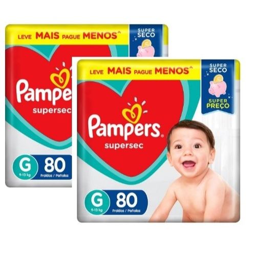 Kit 2 Fraldas Supersec ”G” Pampers Simples c/ 80 Unidades cada Kit 2 Fraldas Supersec ”G” Pampers Simples c/ 80 Unidades cada