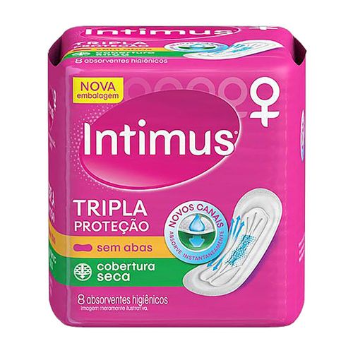 Absorvente Intimus Tripla Proteção Cobertura Seca Sem Abas 8 Unidades