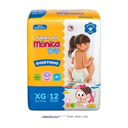 Kit 2 Fraldas Turma da Mônica Short Jumbinho Tamanho XG com 12 unidades