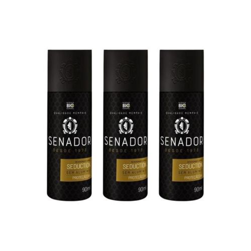 Kit c/3 Unidades de Desodorante Spray Senador 90ml Seduction Kit c/3 Unidades de Desodorante Spray Senador 90ml Seduction