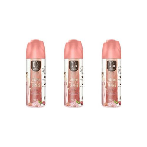 Kit c/3 Unidades de Desodorante Spray Alma De Flores 90ml Rose