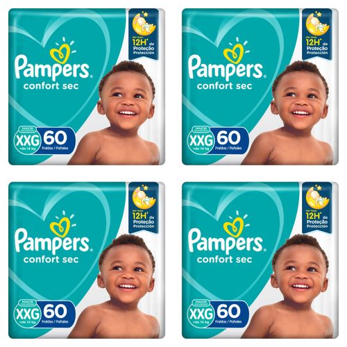 Kit 4 Fraldas Pampers Confort Sec XXG 60 Unidades cada Kit 4 Fraldas Pampers Confort Sec XXG 60 Unidades cada