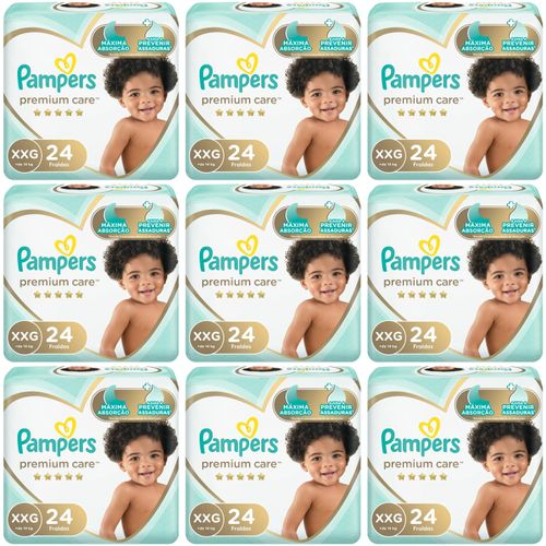 Kit 9 Fraldas Pampers P/Care Xxg c/24 Unidades cada Kit 9 Fraldas Pampers P/Care Xxg c/24 Unidades cada