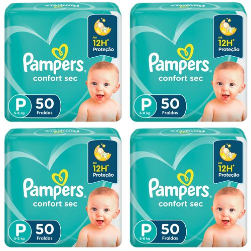 Kit 4 Fraldas Pampers Conforte Sec P c/ 50 Unidades cada Kit 4 Fraldas Pampers Conforte Sec P c/ 50 Unidades cada