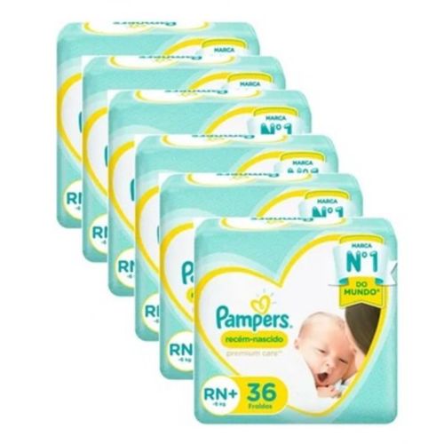 Kit 6 Fraldas Recem Nascido ”Rn+” Pampers Simples c/ 36 Unidades cada Kit 6 Fraldas Recem Nascido ”Rn+” Pampers Simples c/ 36 Unidades cada