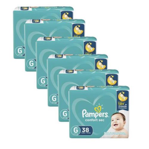 Kit 6 Fraldas Pampers Conforte Sec G c/38 Unidades cada Kit 6 Fraldas Pampers Conforte Sec G c/38 Unidades cada
