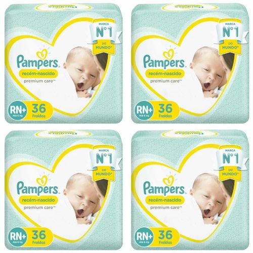 Kit 4 Fraldas Recem Nascido ”Rn+” Pampers Simples c/ 36 Unidades cada Kit 4 Fraldas Recem Nascido ”Rn+” Pampers Simples c/ 36 Unidades cada
