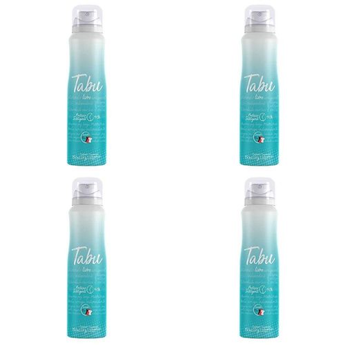 Kit c/4 Unidades de Desodorante Antitranspirante Aerossol Invisible Livre 48h Tabu 150ml Spray Kit c/4 Unidades de Desodorante Antitranspirante Aerossol Invisible Livre 48h Tabu 150ml Spray