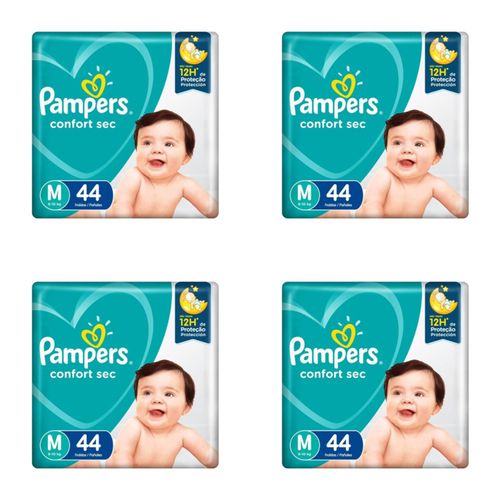 Kit 4 Fraldas Pampers Conforte Sec M c/44 Unidades cada Kit 4 Fraldas Pampers Conforte Sec M c/44 Unidades cada