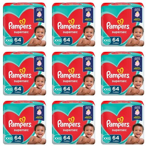 Kit 9 Fraldas Supersec ”Xxg” Pampers Simples c/64 Unidades cada Kit 9 Fraldas Supersec ”Xxg” Pampers Simples c/64 Unidades cada