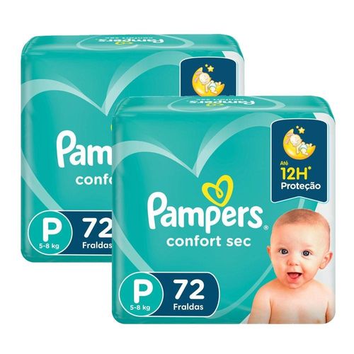 Kit 2 Fraldas Pampers Confort Sec M c/72 Unidades cada